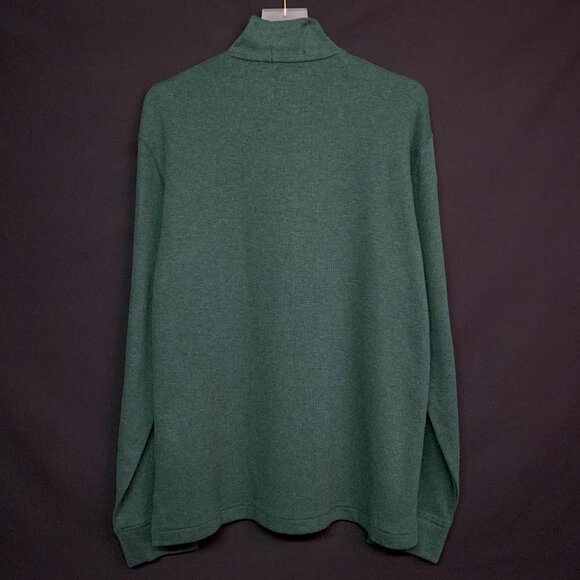 POLO RALPH LAUREN Luxury Quarter Zip Cotton Pullover Sweater LARGE Green NWT - Picture 4 of 5